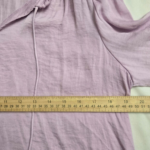 Rachel Roy Womens Lilac Purple Peasant Top M Boho Cottage Tassels Puff Sleeve - Picture 9 of 10